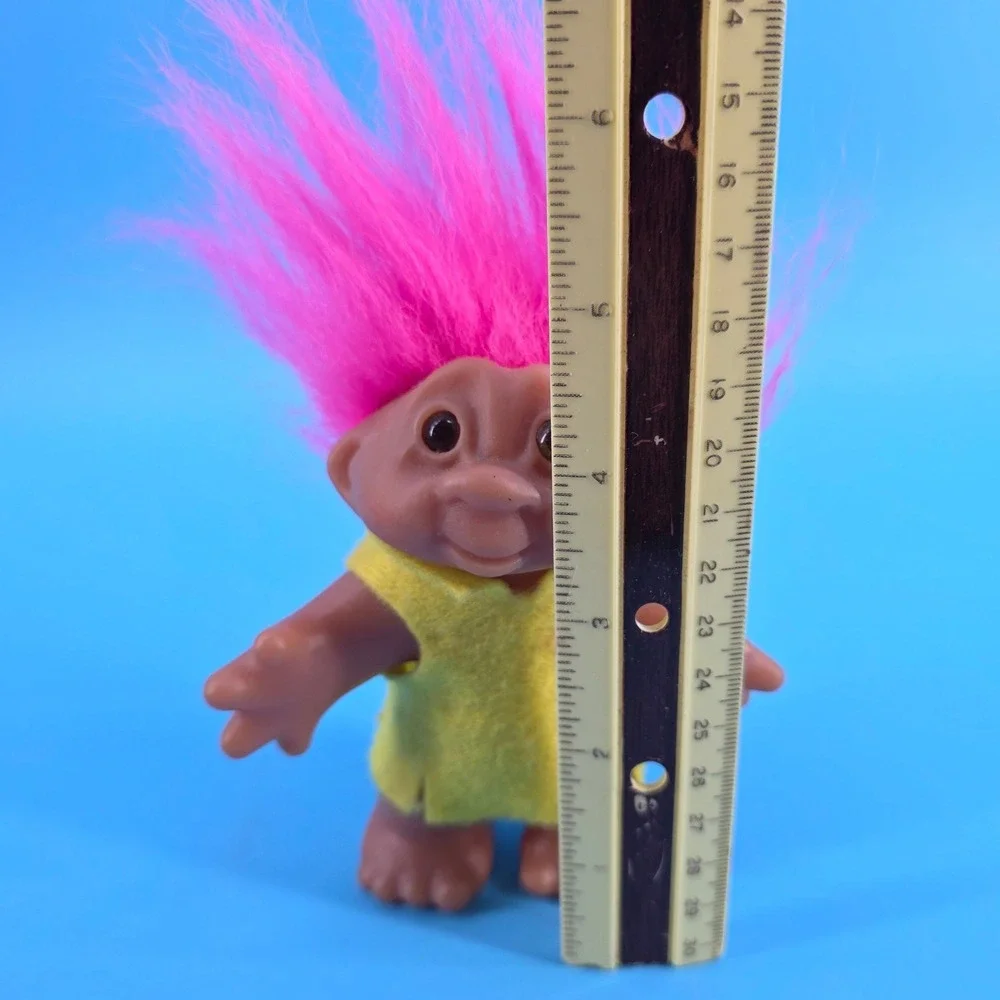 Vintage 1986 Dam Troll‎ Doll Pink Hair Yellow Outfit 3 inch Collectible Figure